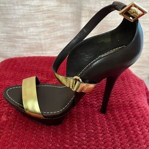 Tory Burch Brown/gold high heels Haven Size 8.5